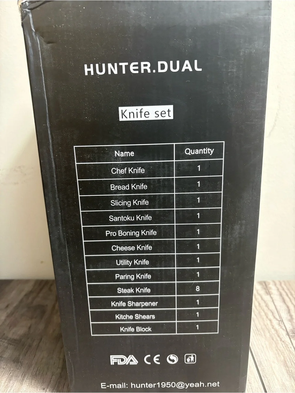 New HUNTER.DUAL DF-15 PRO MAX 19-Piece Knife Set - Black + Sharpener Fast Ship